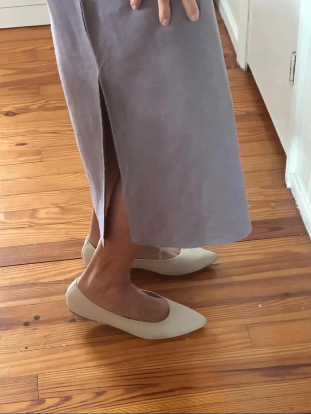 Garnet Hill Linen Lavender-Mauve Slip Midi Dress, purple linen summer dress - Picture 11 of 14